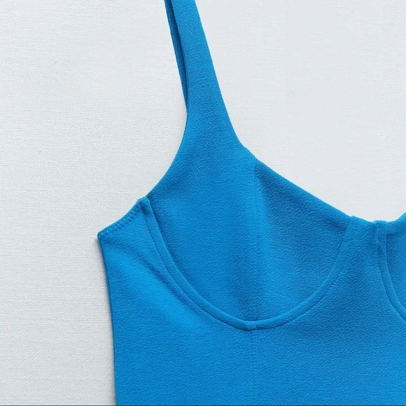 NWT Zara blue mini dress with cupped chest - Picture 7 of 13